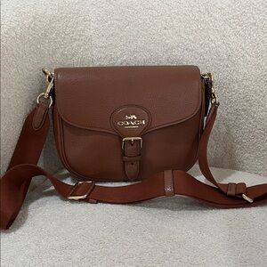 Coach Amelia Saddle Bag Brown Leather Crossbody Larger Version EUC